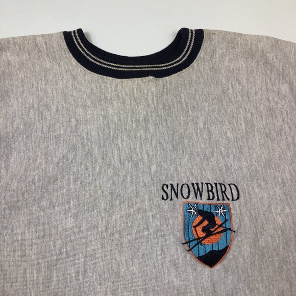 Vintage Champion Reverse Weave Snowbird Ski Resort Gray Crewneck Sweatshirt Larg - Picture 3 of 10
